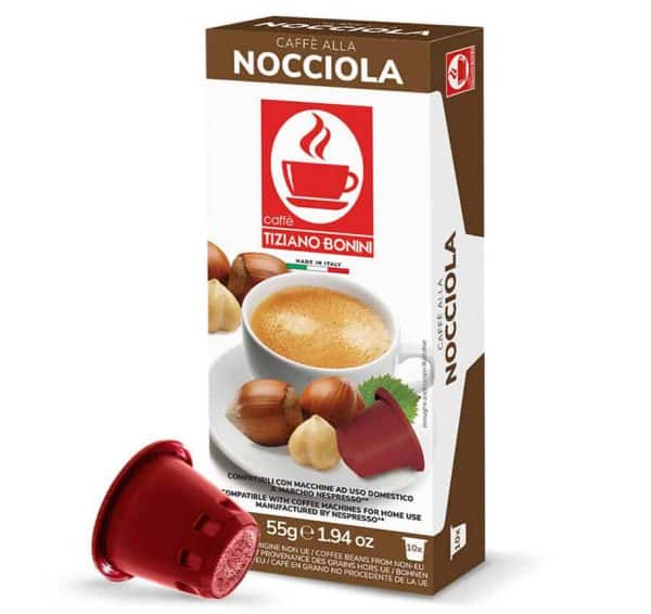 CAFÉ AROMATISÉ NOISETTE (Nocciolino) BONINI – 10 capsules compatibles avec les machines Nespresso®️