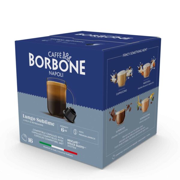 LUNGO SUBLIME BORBONE – 16 capsules compatibles avec les machines Nescafé®️ DOLCE GUSTO®️